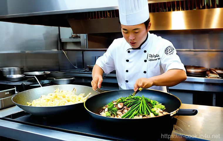 중식조리사 실기 시험 주요 포인트 - **Mise en Place and Knife Mastery:**
A highly detailed image of a professional chef, male or fem... 중식조리사 실기 시험 주요 포인트 - **Mise en Place and Knife Mastery:**
A highly detailed image of a professional chef, male or fem...